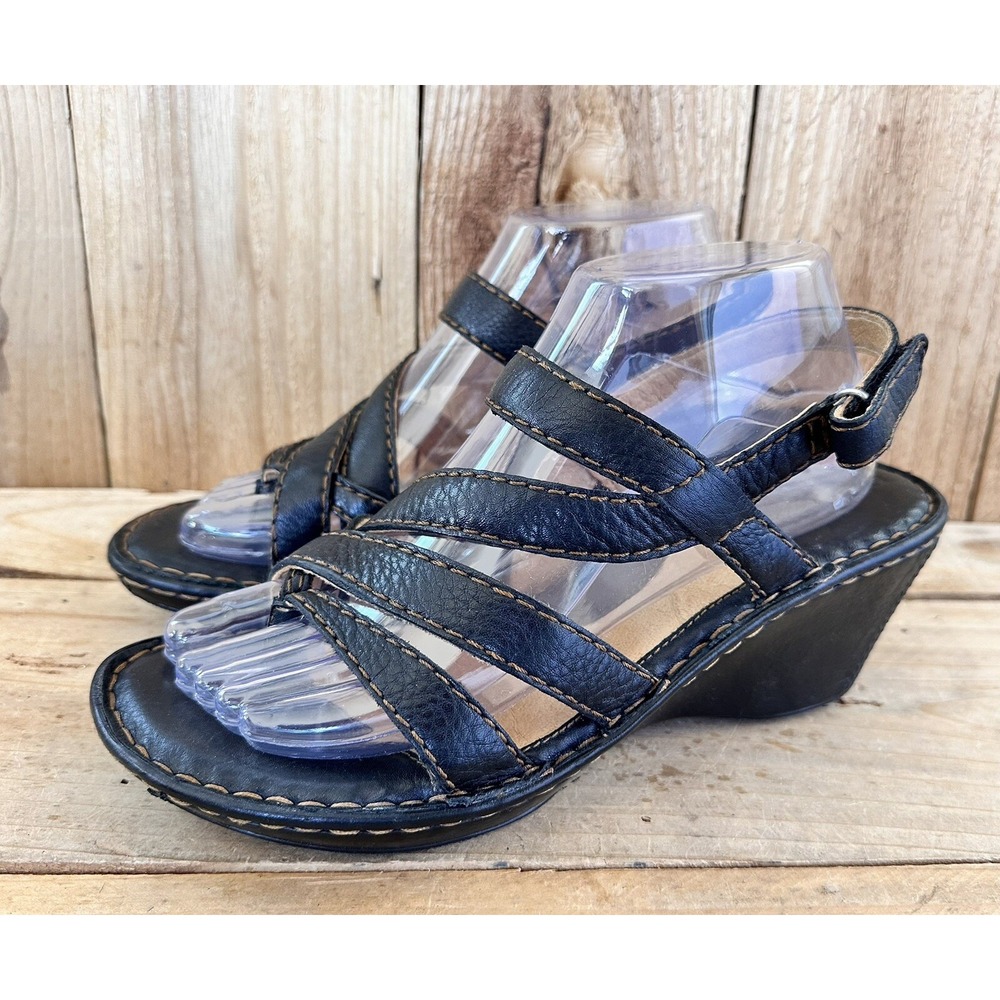 Born Black Wedge Summer Sandals Shoes Women's Sz 9 Comfort